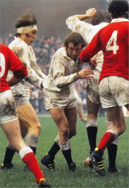 John Watkins and Roger Uttley take on Wales - 1975 Five Nations