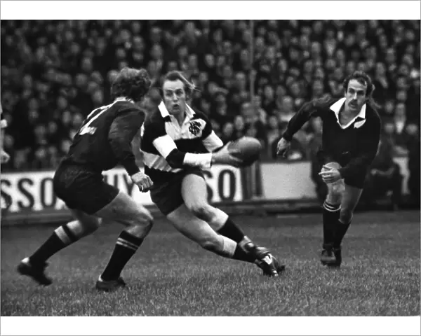 David Duckham dummies for the Barbarians in the famous game against the All Blacks in 1973