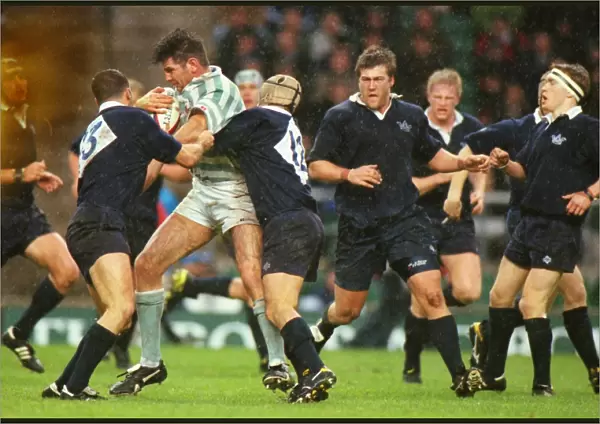 Angus Innes is tackled during the 1999 Varsity Match