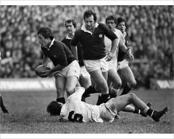 Jim Calder is tackled by Nick Jeavons - 1983 Five Nations