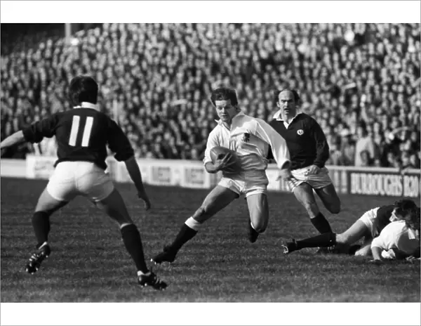 Huw Davies runs against Scotland - 1983 Five Nations