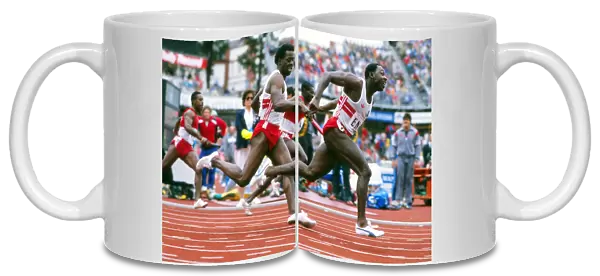 Englands Mike McFarlane hands the baton to Clarence Callender -1982 Edinburgh Commonwealth Games