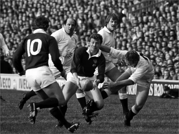 Jim Pollock looks to pass against England - 1983 Five Nations