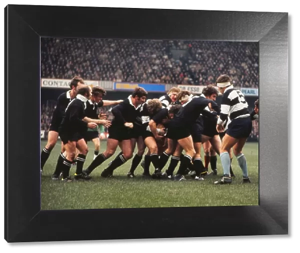The All Blacks forwards maul the ball against the Barbarians in 1973