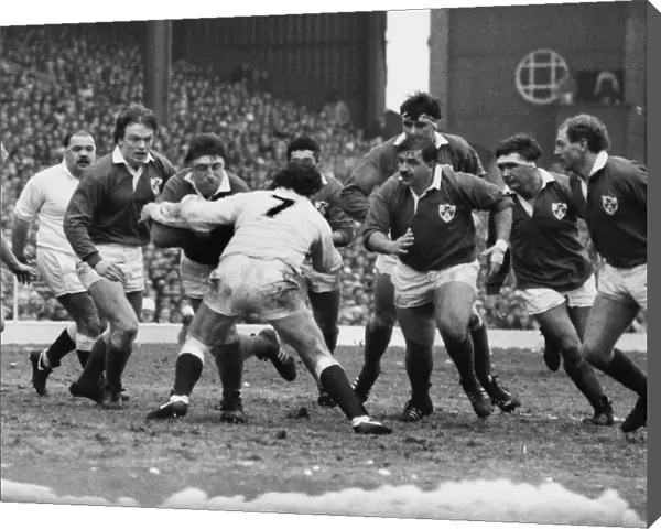 Englands Gary Rees defends against Ireland - 1986 Five Nations