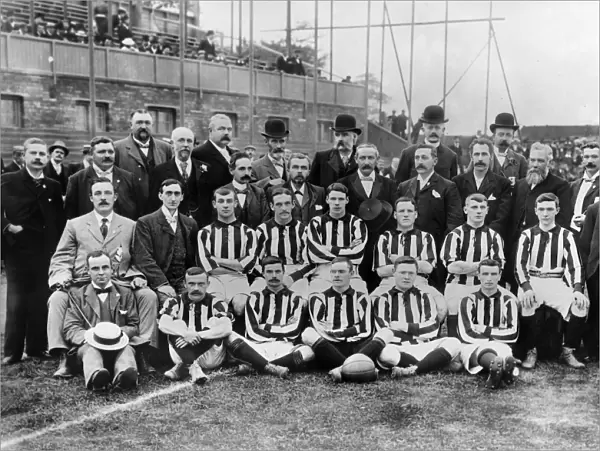 The West Bromwich Albion team with club and Football League officials on the day The Hawthorns was opened