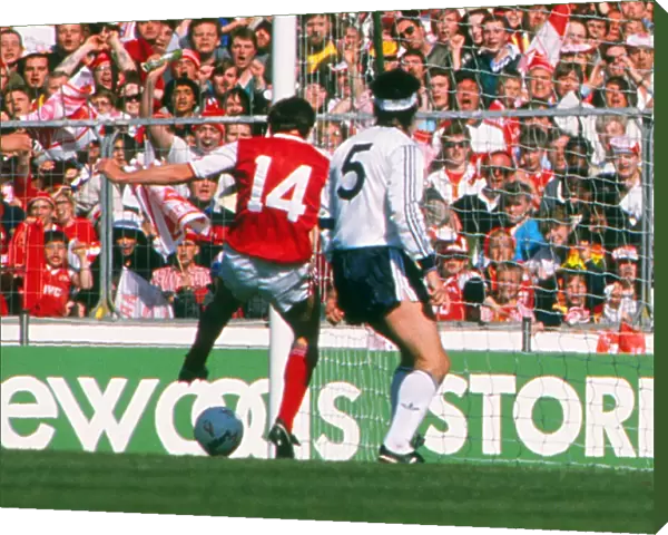 Arsenal substitute Martin Hayes sees his shot hit the post - 1988 League Cup Final