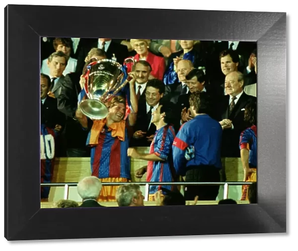 Barcelonas Michael Laudrup lifts the 1992 European Cup