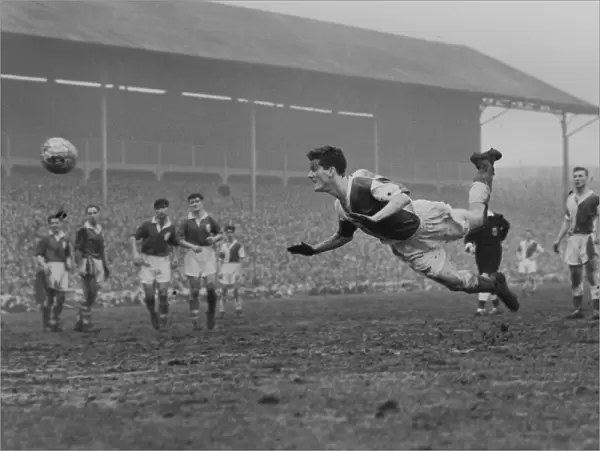 Ronnie Clayton heads a goal for Blackburn in the 1958 FA Cup