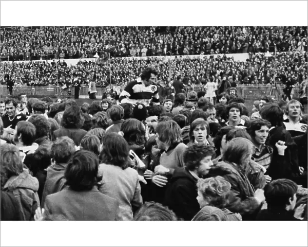 Gareth Edwards is chaired off the field after the famous game between the All Blacks and Barbarians in 1973