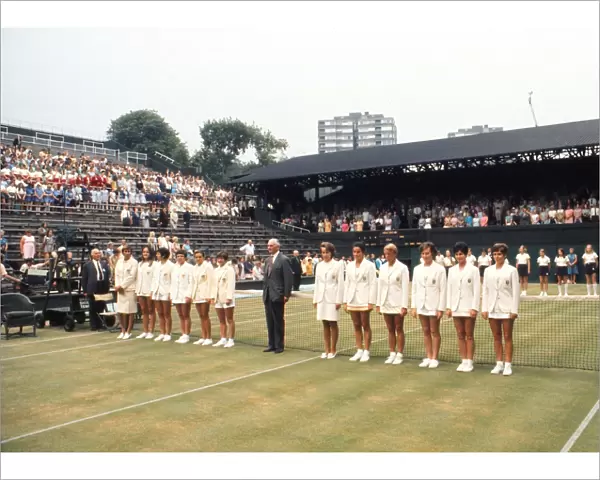 The Great Britain and USA teams line-up on Centre Court - 1970 Wightman Cup