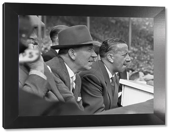 Manchester United manager Matt Busby sits on the bench with caretaker manager Jimmy Murphy - 1958 FA Cup Final