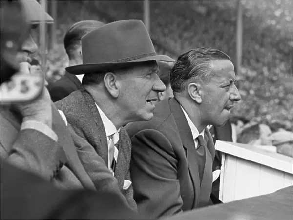 Manchester United manager Matt Busby sits on the bench with caretaker manager Jimmy Murphy - 1958 FA Cup Final