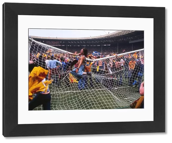 Scotland fans bring down the goalpost at Wembley - 1977 British Home Championship