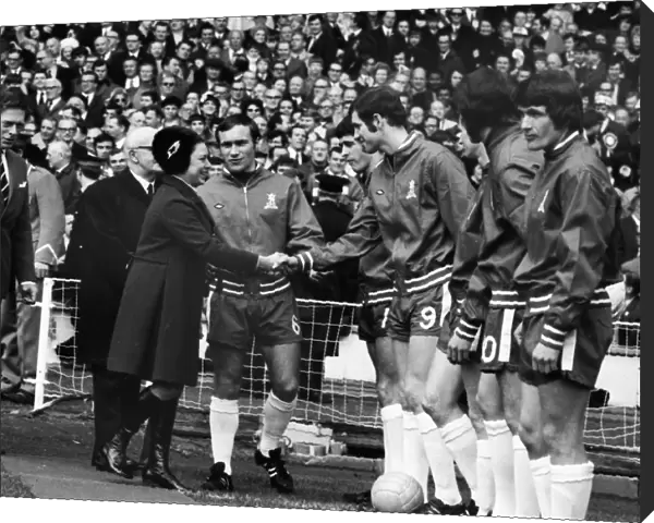 Ron Harris introduces his Chelsea players to Princess Margaret before kick-off - 1970 FA Cup Final
