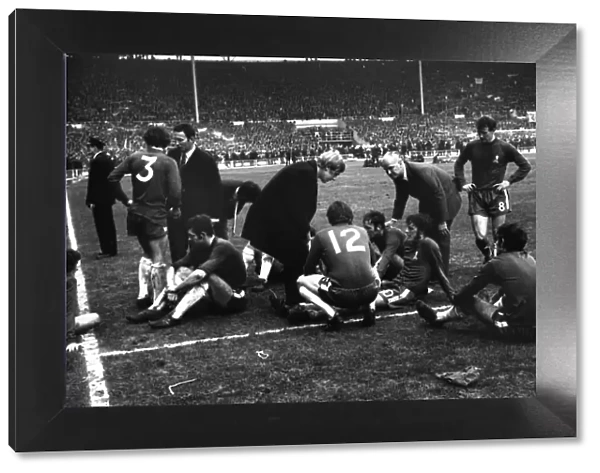 Chelsea players prepare for extra-time - 1970 FA Cup Final