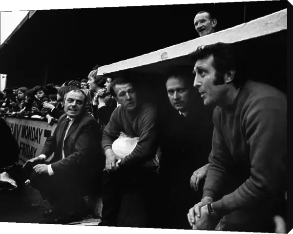 The Orient bench at Brisbane Road in 1972