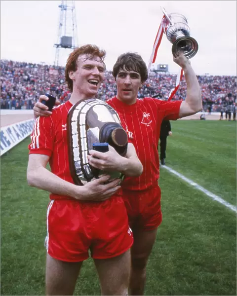 Aberdeens Alex McLeish and Mark McGhee celebrate victory - 1983 Scottish Cup Final