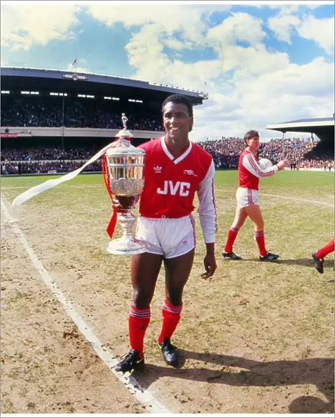 Arsenals David Rocastle celebrates with the Littlewoods Challenge Cup in 1987