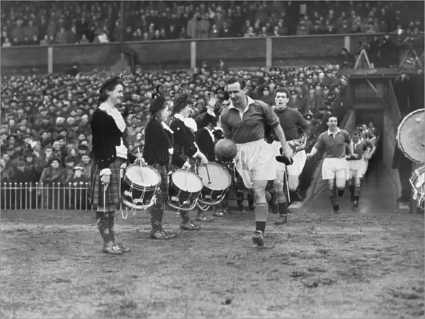 York City captain Ernest Phillips leads his team out for the 1955 FA Cup semi-final
