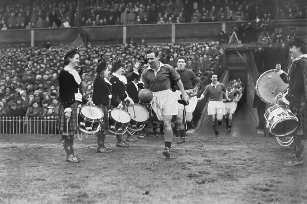 York City captain Ernest Phillips leads his team out for the 1955 FA Cup semi-final