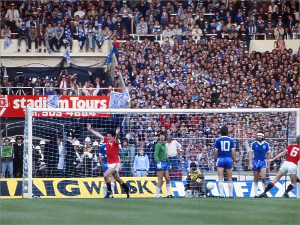 Bryan Robson scores for Manchester United in the 1983 FA Cup Final replay