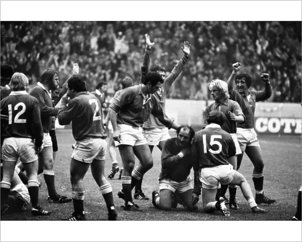 France celebrate their victory over Wales - 1979 Five Nations