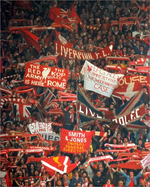 Liverpool fans display their banners - 1977 FA Cup Final