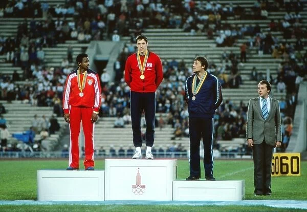 The 100m podium at the 1980 Moscow Olympics