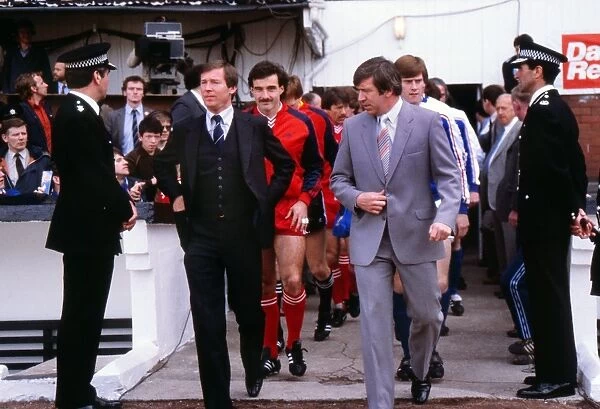 Alex Ferguson and John Greig lead out their teams - 1982 Scottish Cup Final