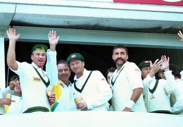 Australian players celebrate winning the 1993 Ashes
