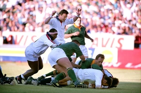 Ben Clarke scores for England against South Africa in 1994