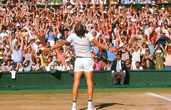 Bjorn Borg celebrates winning Wimbledon in 1977
