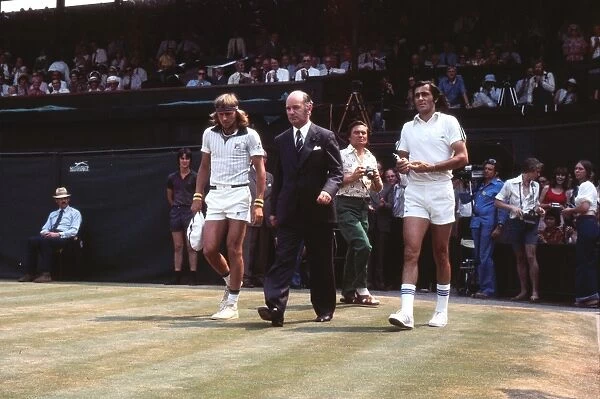 Bjorn Borg and Ille Nastase walk out on Centre Court for the 1976 Wimbledon Mens Singles Final