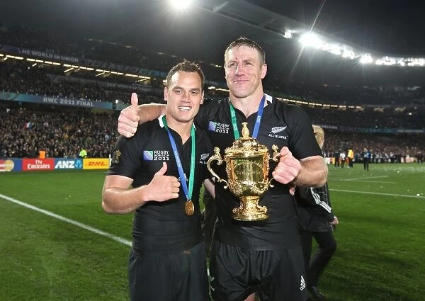 Brad Thorn and Isreal Dagg with the Webb Ellis Cup