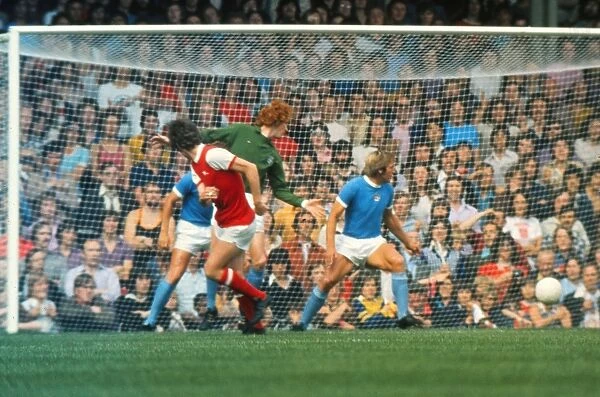Brian Kidd scores for Arsenal