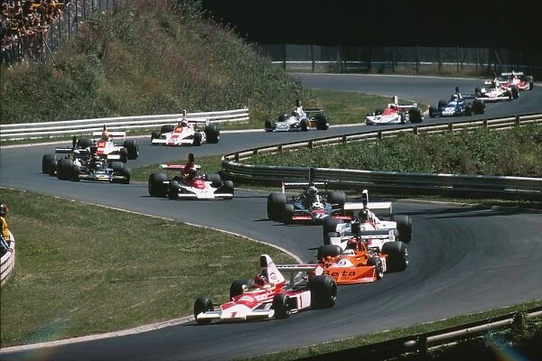 The cars wind their way through the Nurburgring - 1975 German Grand Prix