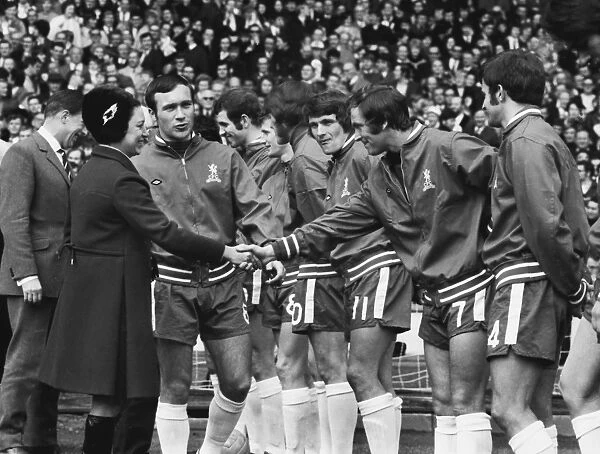 Chelsea captain Ron Harris introduces Tommy Baldwin to Princess Margaret before kick-off - 1970 FA Cup Final