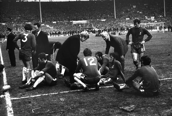 Chelsea players prepare for extra-time - 1970 FA Cup Final