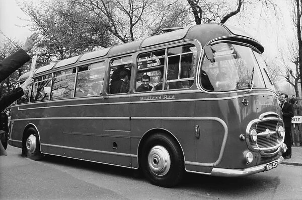 The Chelsea team coach arrives at Villa Park for the 1967 FA Cup semi-final