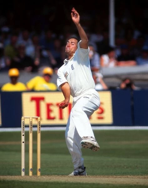 Cricket - Fifth Ashes Test - England v Australia 1997 Adam Hollioake bowling on his debut for England at Trent Bridge