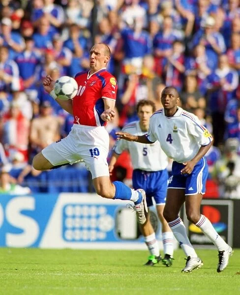 The Czech Republics Jan Koller on the ball during Euro 2000