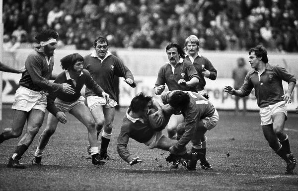 David Richards makes a tackle for Wales - 1979 Five Nations