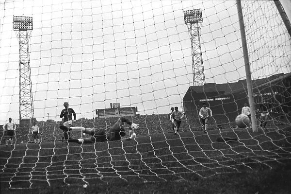 Denis Law scores a penalty at Old Trafford in 1969