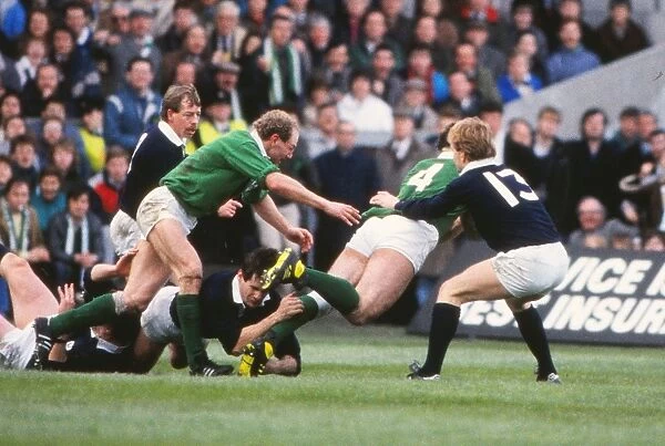 Donal Lenihan scores against Scotland - 1987 Five Nations