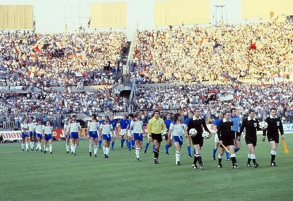 England and Italy walk out at the Stadio Comunale at Euro 1980