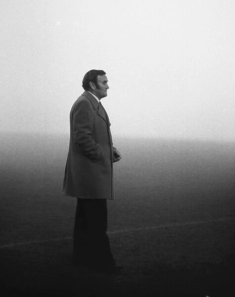 England manager Don Revie in the fog during the abandoned game against Czechoslovakia in 1975