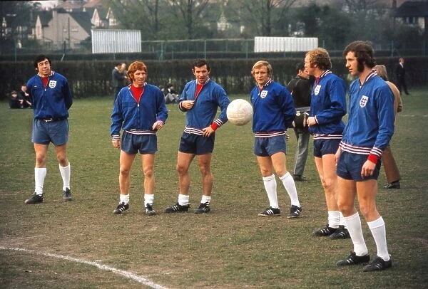 England train before facing Greece in 1971