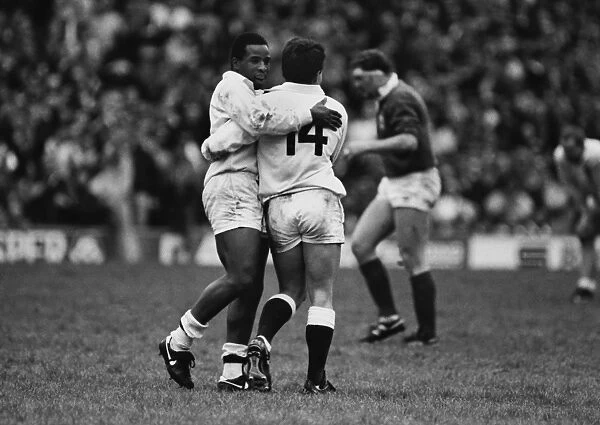 Englands Chris Oti and Rory Underwood - 1988 Five Nations