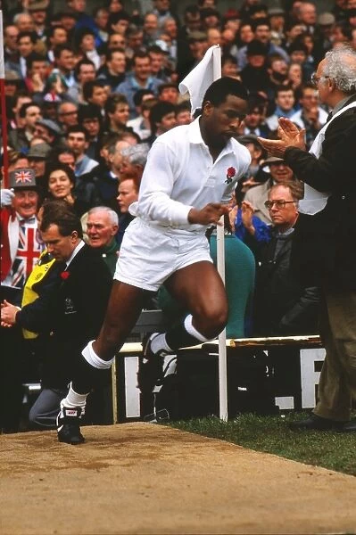 Englands Chris Oti runs out against Ireland - 1988 Five Nations